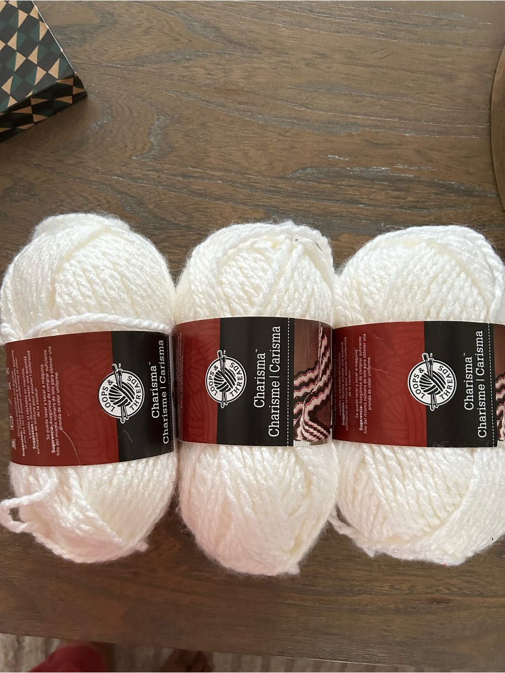 Lion Brand Charisma Yarn - White (3 Skeins)